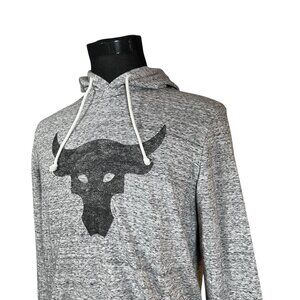 Under Armour Men's Grey Heather Hoodie Sweatshirt Medium Bull Project Rock
